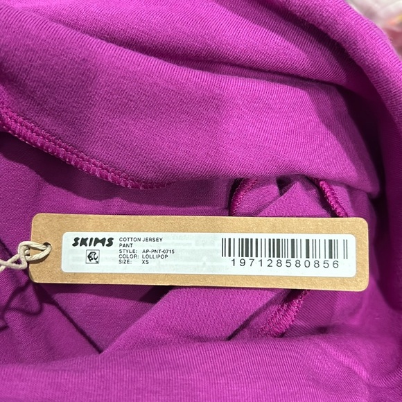 SKIMS NWT COTTON JERSEY Foldover Pants SZ XS Color Lollipop - Picture 6 of 7